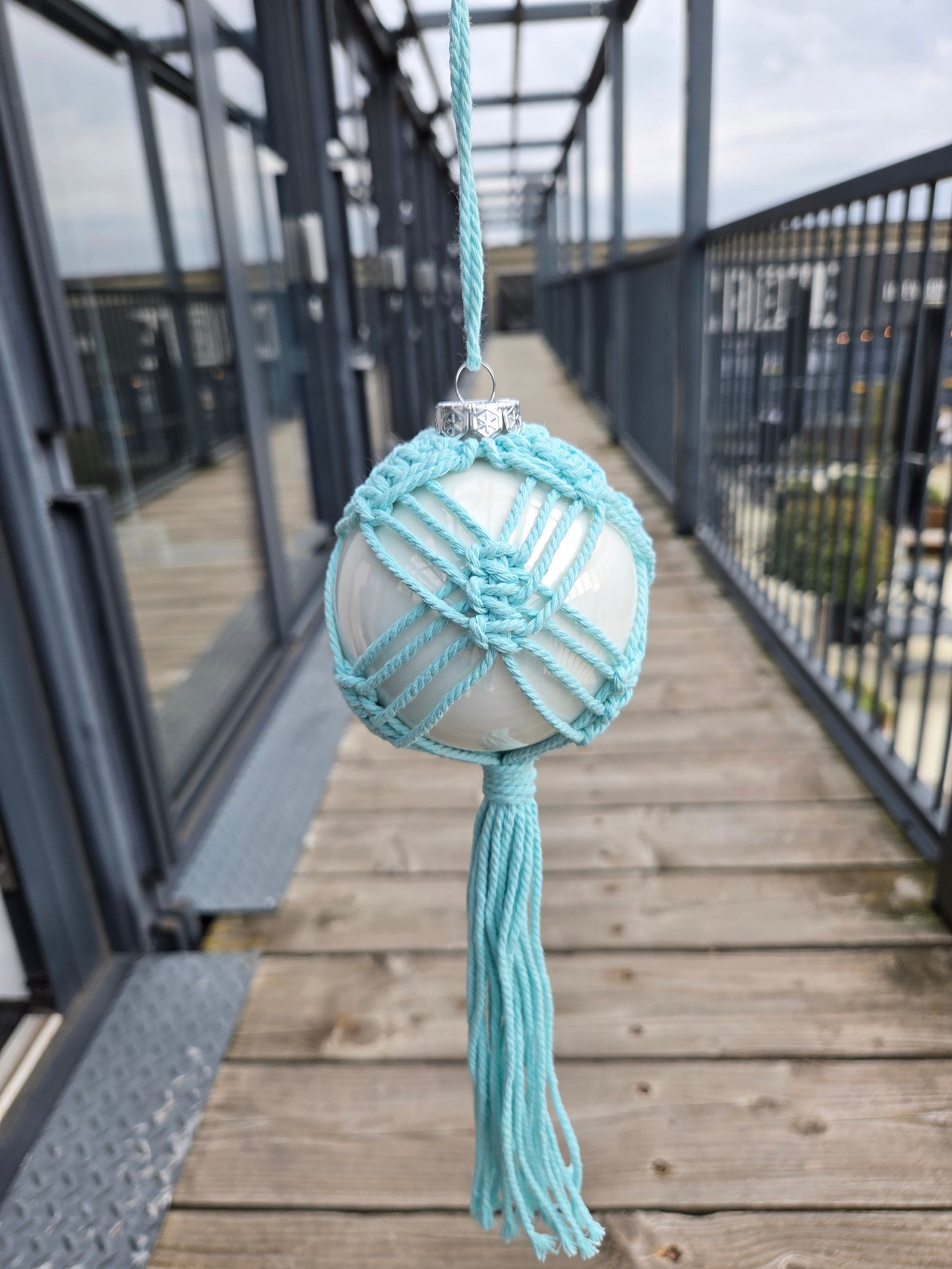 Handmade Macrame Covered Glass Bauble