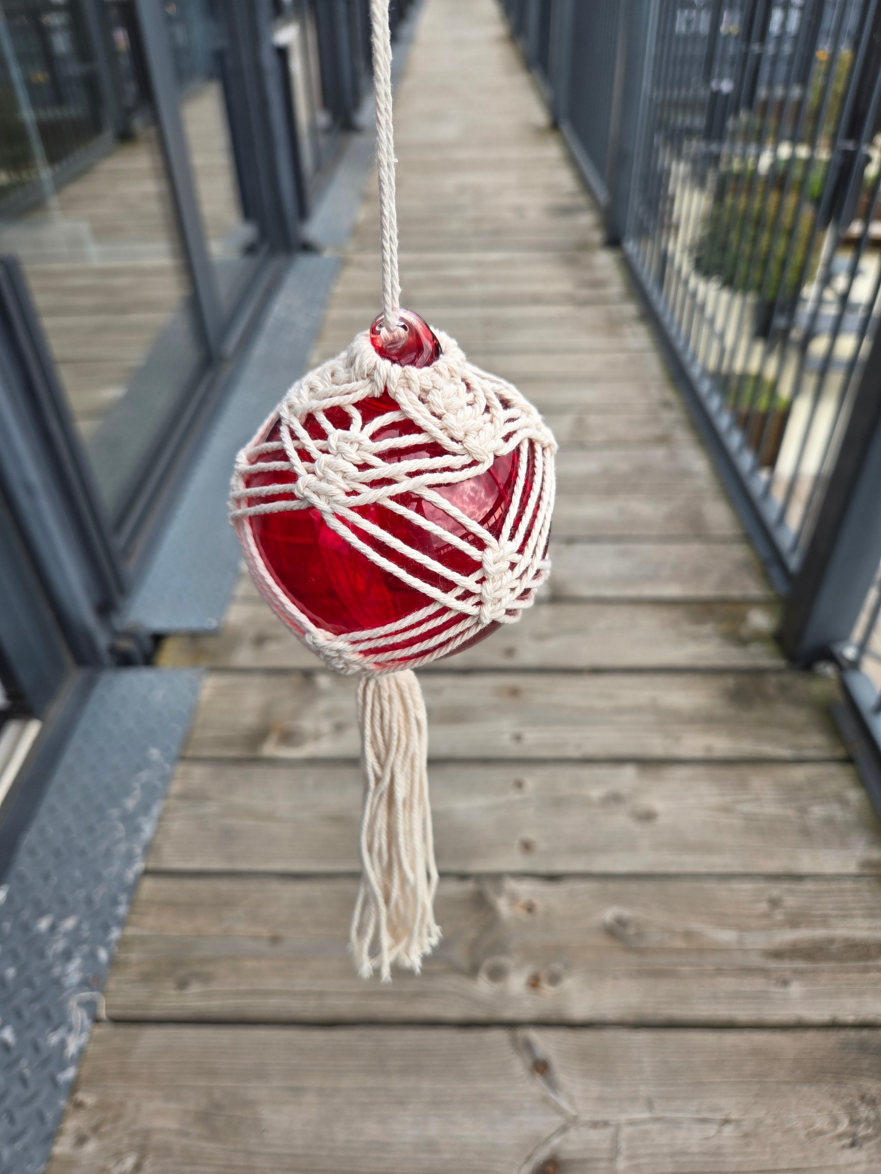 Handmade Macrame Covered Glass Bauble