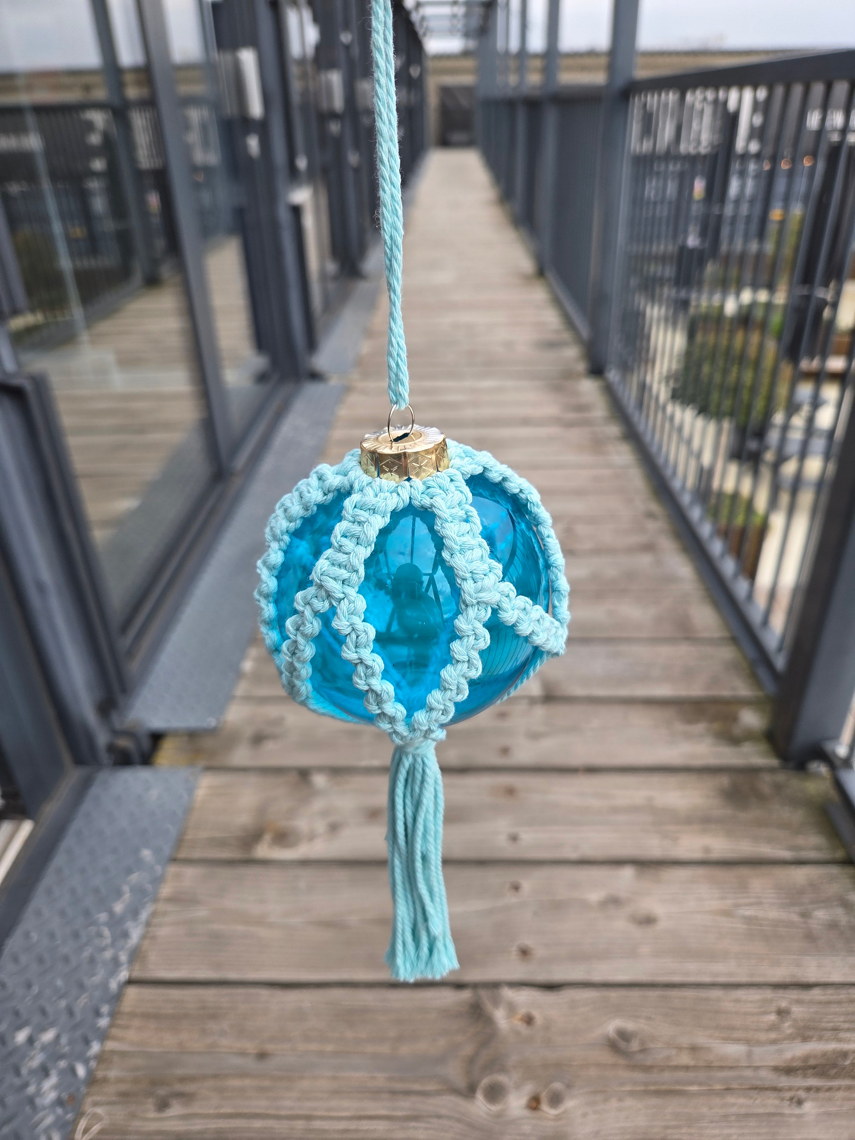 Handmade Macrame Covered Glass Bauble