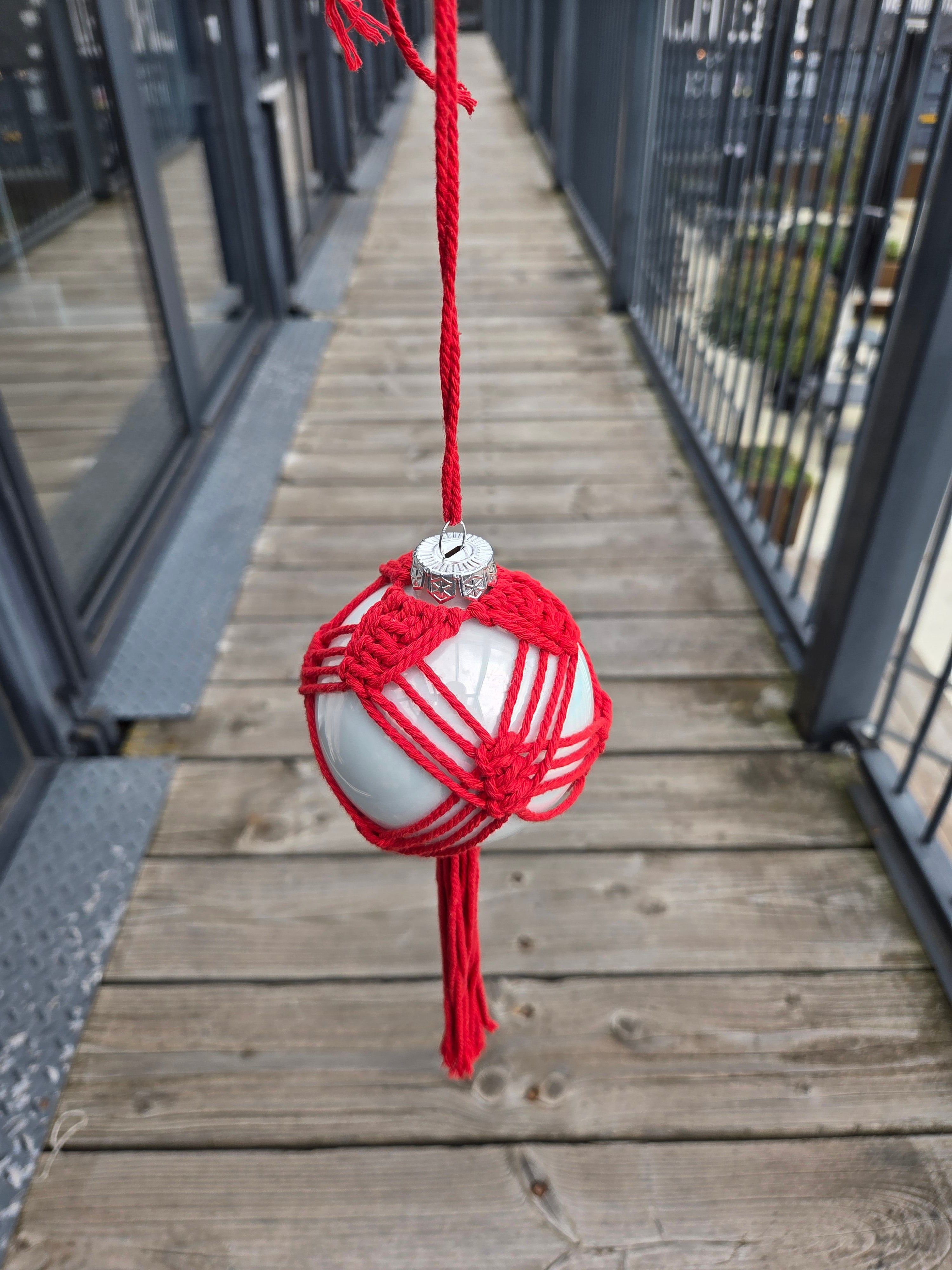 Handmade Macrame Covered Glass Bauble