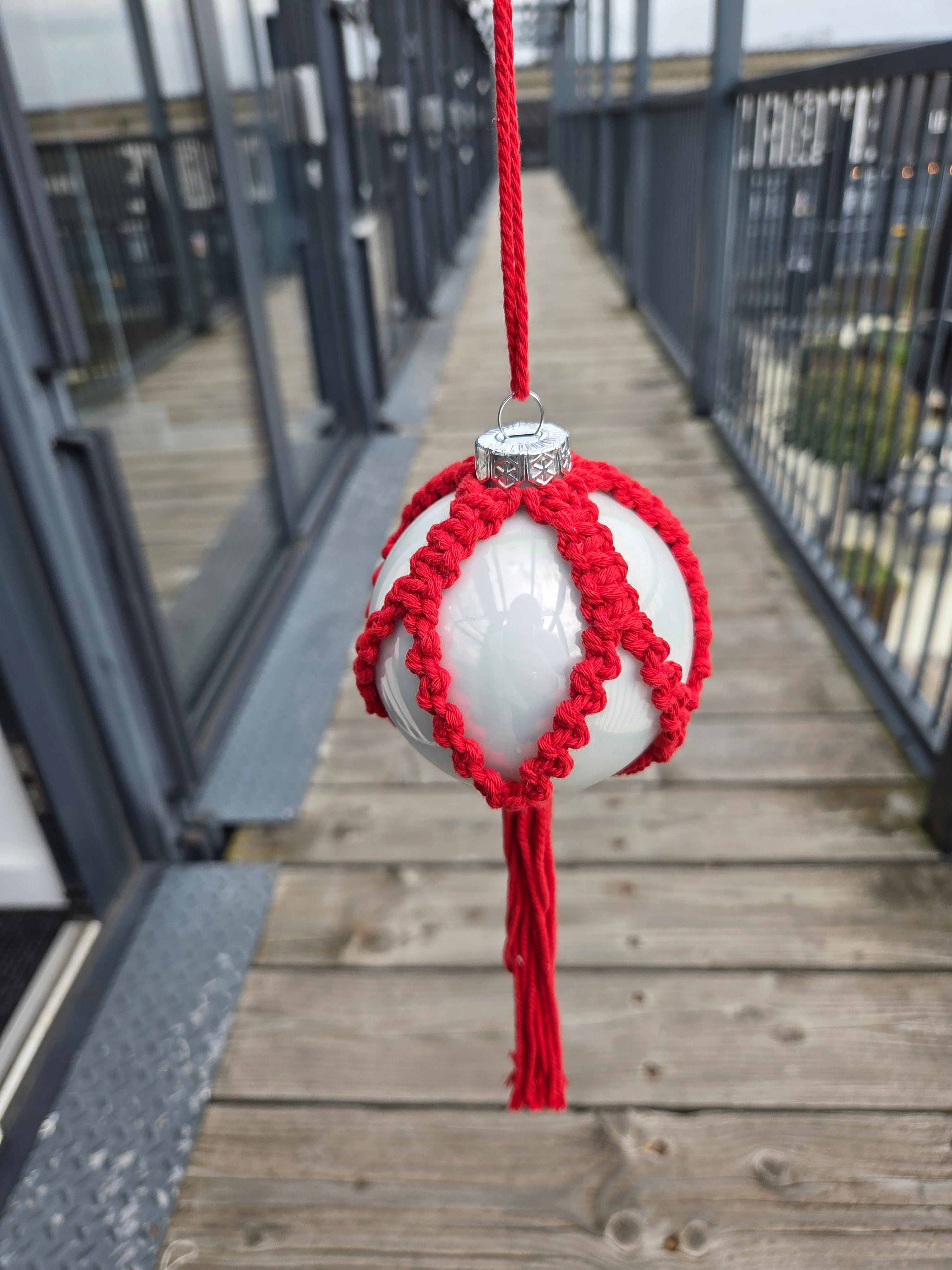 Handmade Macrame Covered Glass Bauble
