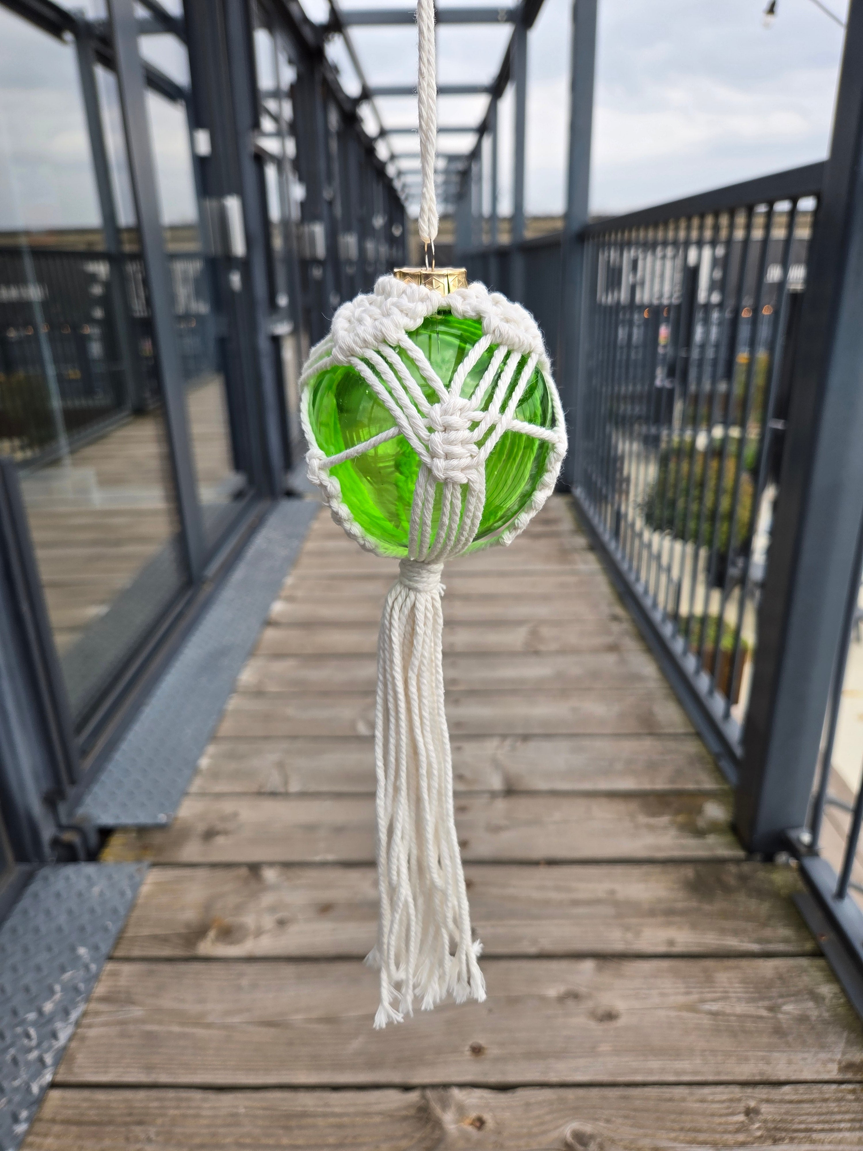 Handmade Macrame Covered Glass Bauble